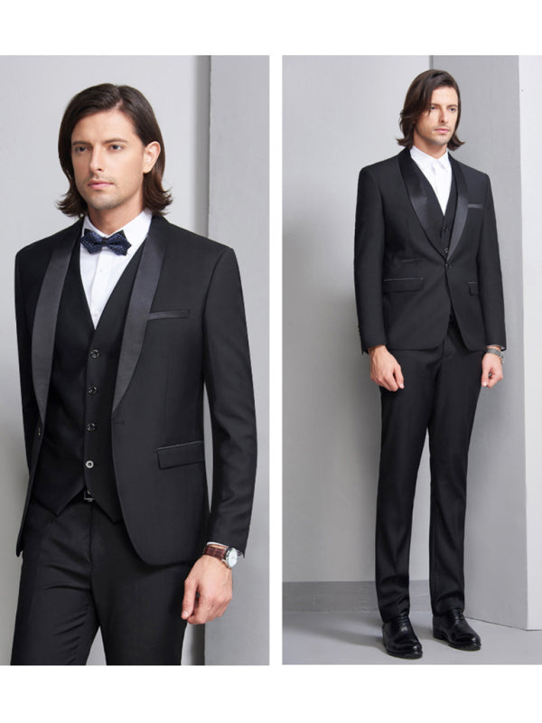 Men's Elegant Lapel Collar Knit Evening Suit