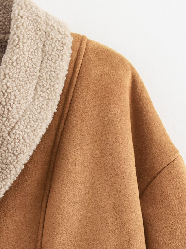 Women's retro woolen coat lapel loose top