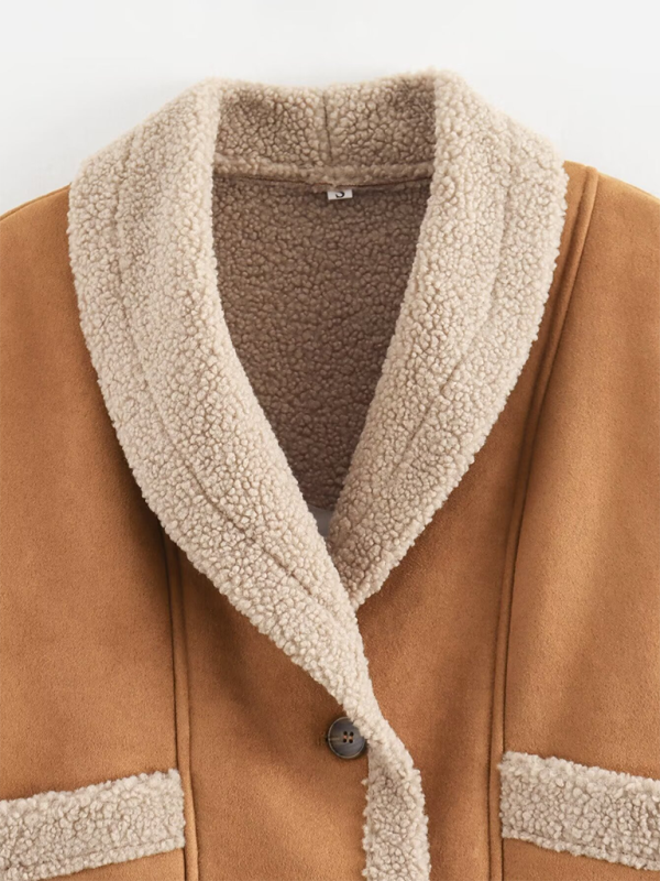 Women's retro woolen coat lapel loose top
