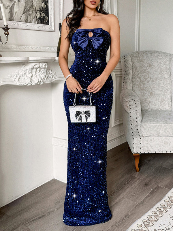 Elegant evening gown strapless sexy long dress