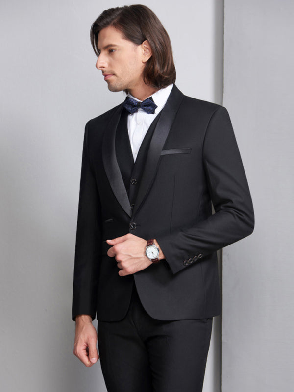 Men's Elegant Lapel Collar Knit Evening Suit