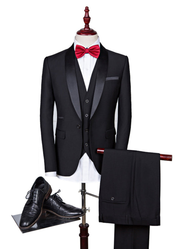 Men's Elegant Lapel Collar Knit Evening Suit