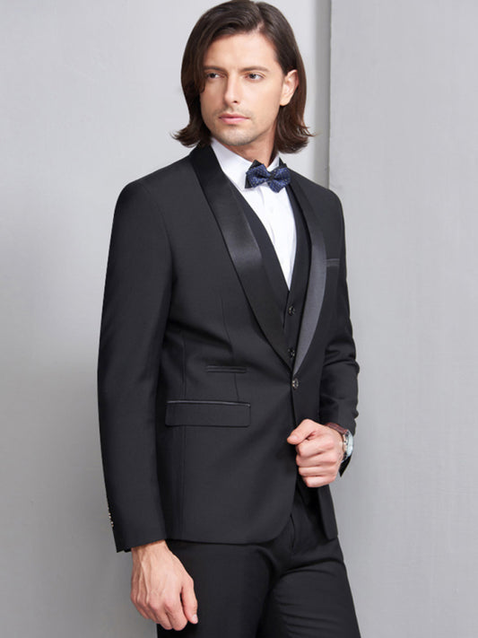 Men's Elegant Lapel Collar Knit Evening Suit